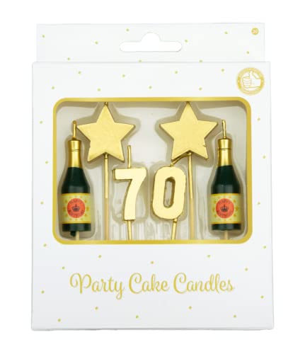PD-Party 7050020 Geburtstag Kuchen Kerzen | Birthday Cake Candles | Partei Dekoration - 70 Jahre, Gold, 1cm Länge x 3cm Breite x 9cm Höhe von PD-Party