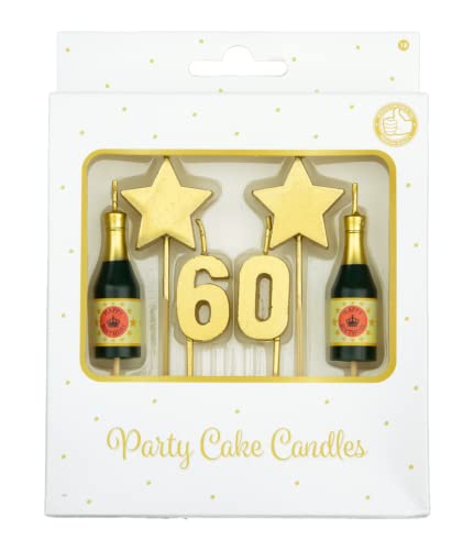 PD-Party 7050018 Geburtstag Kuchen Kerzen | Birthday Cake Candles | Partei Dekoration - 60 Jahre, Gold, 1cm Länge x 3cm Breite x 9cm Höhe von PD-Party
