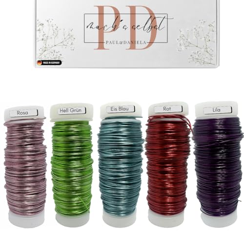 Kupferdraht-Set, 5 Farbig 0,5mm, Lila, Eisblau, Rosa, Rot, Hellgrün, Schmuckdraht, Lackdraht, Basteldraht, Effektdraht, Myrtendraht Kupferdraht-Set, 5 Farbig 0,5mm, Lila, Eisblau, Rosa, Rot, Hellgrün, Schmuckdraht, Lackdraht, Basteldraht, Effektdraht, Myrtendraht von PD mach's selbst PAUL & DANIELA