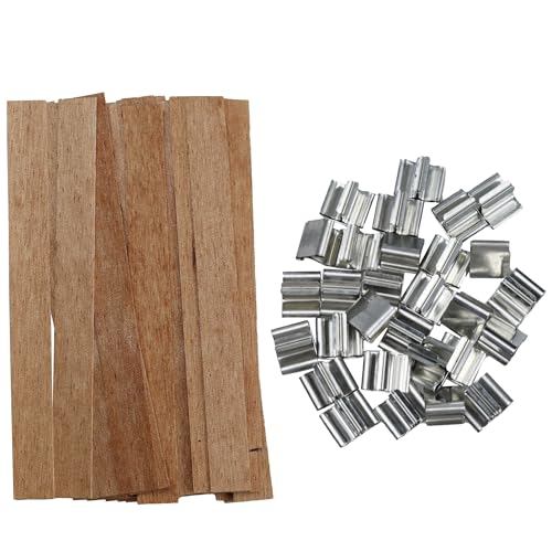 PDETVEO 100 Sets 1,3 x 13,9 cm Holzkerzendochte mit Eisenständer, natürliche Kerzendochte, rauchfreie Holzkerzenkerne für DIY, Kerzenherstellung, Handwerk PDETVEO 100 Sets 1,3 x 13,9 cm Holzkerzendochte mit Eisenständer, natürliche Kerzendochte, rauchfreie Holzkerzenkerne für DIY, Kerzenherstellung, Handwerk von PDETVEO