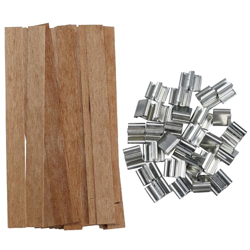 PDETVEO 100 Sets 1,3 x 15,2 cm Holzkerzendochte mit Eisenständer, natürliche Kerzendochte, rauchfreie Holzkerzenkerne für DIY, Kerzenherstellung, Handwerk PDETVEO 100 Sets 1,3 x 15,2 cm Holzkerzendochte mit Eisenständer, natürliche Kerzendochte, rauchfreie Holzkerzenkerne für DIY, Kerzenherstellung, Handwerk von PDETVEO