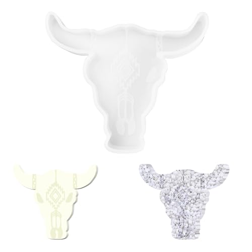 PDETVEO Silikonform mit weißem Stier-Schädel, Kuhauto, Kunstharzgussform für DIY, Basteln, handgefertigt, 16,5 x 13,5 x 3 cm PDETVEO Silikonform mit weißem Stier-Schädel, Kuhauto, Kunstharzgussform für DIY, Basteln, handgefertigt, 16,5 x 13,5 x 3 cm von PDETVEO