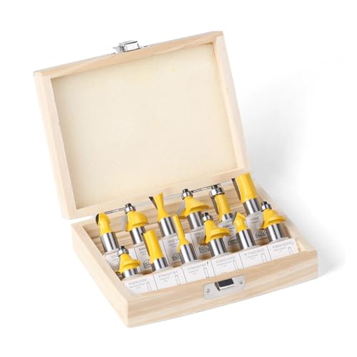12 stücke 1/4in 1/2in 6mm 8mm Schaft Router Bit Set Holzbearbeitung Werkzeuge Fräser Trimmen gerade Ecke Perlen Bits(12PCS 0.5in in Box) von PDFEswm