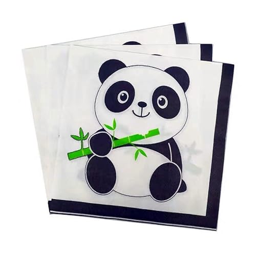 PDYP 20 Stück Panda-Servietten für Geburtstag, Festival, Party, Geschirr, Dekoration, mehrfarbig, 17 x 17 cm von PDYP
