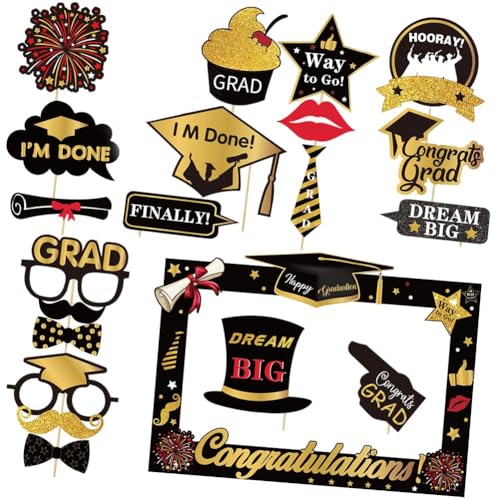 Foto Requisiten Graduation,Graduation Fotorequisiten Abschlussfeier Accessoires Fotobox Requisiten zum Abschluss Partyfotoautomat Zubehör Fotorahmen und Foto Requisiten Abschlussfeier Deko von PEAJPBS
