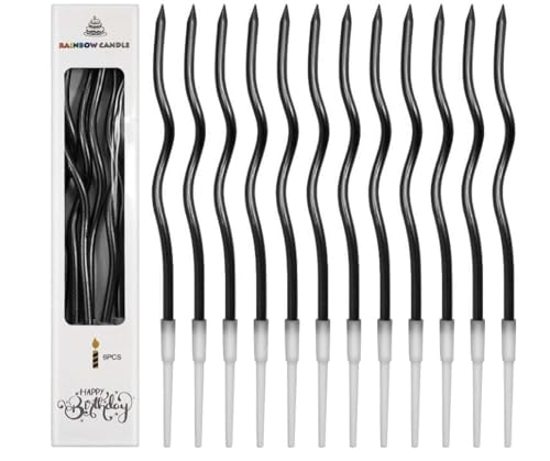 12 Gebogene Geburtstagskerzen Lang Dünn 16CM, Geburtstag Kerzen mit Haltern, Schlanke Kuchenkerzen, Cupcake Kerzen Metallisch, Spiral Kuchen Kerze für Baby Shower, Party, Hochzeit Dekoration 12 Gebogene Geburtstagskerzen Lang Dünn 16CM, Geburtstag Kerzen mit Haltern, Schlanke Kuchenkerzen, Cupcake Kerzen Metallisch, Spiral Kuchen Kerze für Baby Shower, Party, Hochzeit Dekoration von PEAKTOP