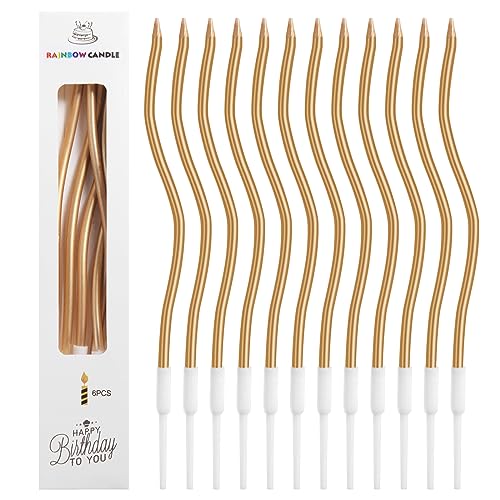 12 Gebogene Geburtstagskerzen Lang Dünn 16CM, Geburtstag Kerzen mit Haltern, Schlanke Kuchenkerzen, Cupcake Kerzen Metallisch, Spiral Kuchen Kerze für Baby Shower, Party, Hochzeit Dekoration 12 Gebogene Geburtstagskerzen Lang Dünn 16CM, Geburtstag Kerzen mit Haltern, Schlanke Kuchenkerzen, Cupcake Kerzen Metallisch, Spiral Kuchen Kerze für Baby Shower, Party, Hochzeit Dekoration von PEAKTOP