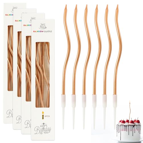 24PCS Spiral Kuchen Kerzen Champagne, 16cm Dünne Kuchenkerzen Lang, Metallic Geburtstagskerzen Mit Haltern, Gebogen Geburtstag Kerzen, Spiral Kerzen Geburtstag Für Hochzeit Party Dekoration 24PCS Spiral Kuchen Kerzen Champagne, 16cm Dünne Kuchenkerzen Lang, Metallic Geburtstagskerzen Mit Haltern, Gebogen Geburtstag Kerzen, Spiral Kerzen Geburtstag Für Hochzeit Party Dekoration von PEAKTOP