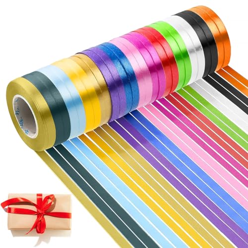 27 Rollen Schleifenband, 10M/5MM Geschenkbänder, 14 Farben Chleifenband zum Verpacken, Satinband, Kunststoff Seidenbänder, Bänder für Geschenk Verpackung, Schleifen Hochzeitsdekoration 27 Rollen Schleifenband, 10M/5MM Geschenkbänder, 14 Farben Chleifenband zum Verpacken, Satinband, Kunststoff Seidenbänder, Bänder für Geschenk Verpackung, Schleifen Hochzeitsdekoration von PEAKTOP