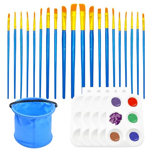 PEAKTOP 5PCS Rechteck Kunststoff Mischpalette mit 6-Löchern, 20 Pinseln und 1 Eimer, Professionell für Ölmalerei, Gesichtsmalerei, Aquarellmalerei, Kunst des Zeichnens PEAKTOP 5PCS Rechteck Kunststoff Mischpalette mit 6-Löchern, 20 Pinseln und 1 Eimer, Professionell für Ölmalerei, Gesichtsmalerei, Aquarellmalerei, Kunst des Zeichnens von PEAKTOP