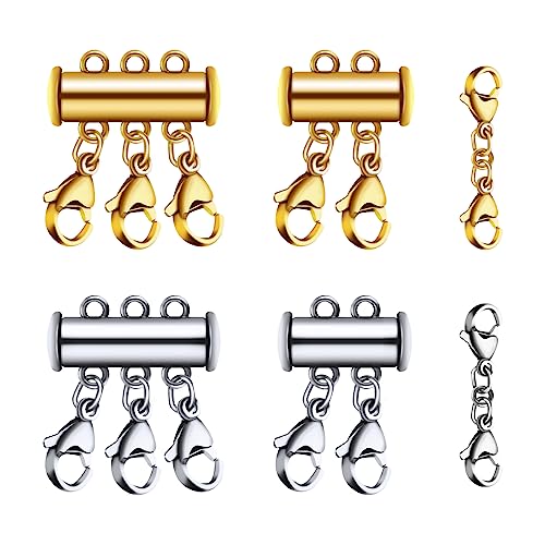 6PCS Doppelt Karabinerverschluss und Halsketten Verschluss Layering Kit, Silber, Gold Armband Verlängerung Lobster, Multi Strang Magnetverschluss für DIY Schmuck Armbänder Handwerk 6PCS Doppelt Karabinerverschluss und Halsketten Verschluss Layering Kit, Silber, Gold Armband Verlängerung Lobster, Multi Strang Magnetverschluss für DIY Schmuck Armbänder Handwerk von PEAKTOP