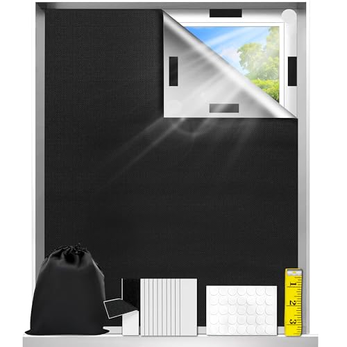 Fenster Verdunkelung Ohne Bohren 145x200CM, Schwarz Tragbare Verdunklungsstoff, Verdunkelung Fenster Mit Lineal Klettverschluss Nano-klebebänder, Fenster Abdunkeln Für Kinderzimmer Schlafzimmer Reisen Fenster Verdunkelung Ohne Bohren 145x200CM, Schwarz Tragbare Verdunklungsstoff, Verdunkelung Fenster Mit Lineal Klettverschluss Nano-klebebänder, Fenster Abdunkeln Für Kinderzimmer Schlafzimmer Reisen von PEAKTOP