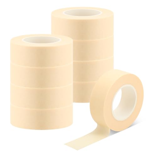 PEAKTOP 9 Rollen Beige Abklebeband, 22mmx20m Klebeband Maler, 80℃ Hitzebeständigkeit Kreppband Malerband, Vielseitiges Kreppklebeband Crepe Band für Skulptur Malerei Maskierung DIY Handwerk von PEAKTOP