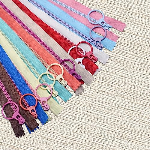 PEALOVCOM 20 Stück Reißverschlüsse 20cm Harz Reißverschlüsse Nähreißverschlüsse Coil Reißverschlüsse Bunten Reißverschluss mit Ring für Nähen Handwerk Tasche Kleidung -10 Farben von PEALOVCOM