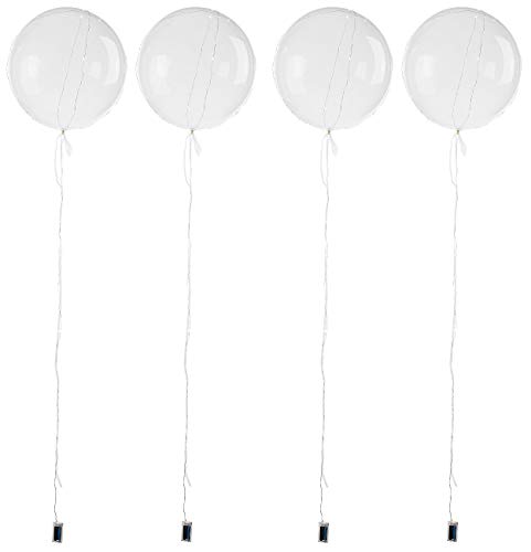 PEARL Beleuchtete Luftballons: 4er-Set Luftballons mit Lichterkette, 40 weiße & 40 Farb-LEDs, Ø 25 cm (Beleuchtete Ballons, Durchsichtiger Ballon mit LED, Geburtstagsgeschenk) von PEARL