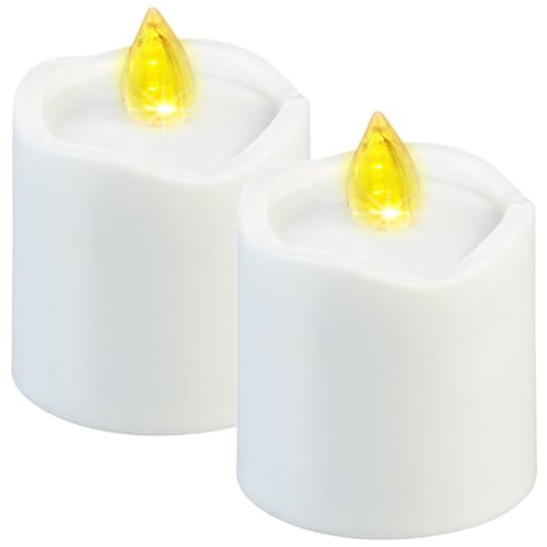 PEARL Grab-Schmuck-Leuchten: 2er-Set flackernde Grablicht-LED-Kerzen mit Dämmerungssensor, weiß (LED-Grablicht mit Flackereffekt) von PEARL