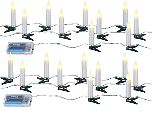 PEARL LED-Lichterkette Baum: 2er Set LED-Lichterkette, 10 Kerzen, Timer, Batteriebetrieb, 130 cm (Kerzen-Lichterkette Weihnachtsbaum, Weihnachtskerzen Lichterkette, Batterie Leuchten) von PEARL