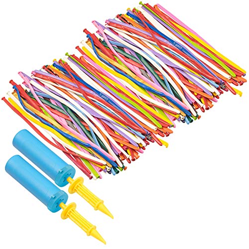 PEARL Modellierballon-Set: 2er-Set effiziente Doppelhub-Luftballonpumpe mit 200 Modellier-Ballons (Ballon-Aufblashilfe, Modellierluftballons, Buchstaben) von PEARL