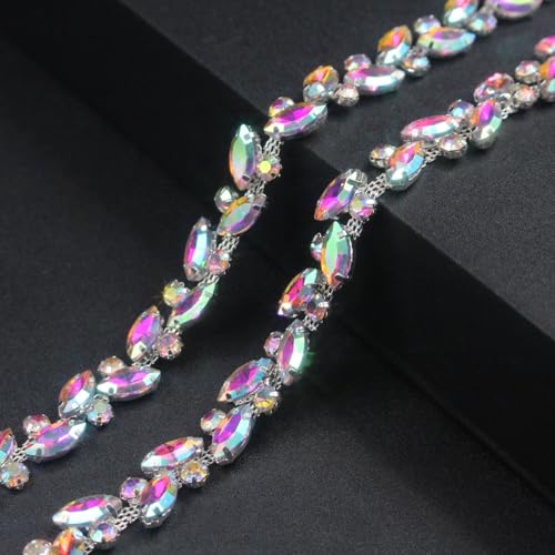 91 cm lange Strassverzierung, silberfarbene AB-Stringstreifen, Kristall-Applikation, Fransenband, Perlen, Nähen für Kleid, DIY, Party, Hochzeit, Blumenstrauß, Dekoration, Brautkostüm, Verzierung 91 cm lange Strassverzierung, silberfarbene AB-Stringstreifen, Kristall-Applikation, Fransenband, Perlen, Nähen für Kleid, DIY, Party, Hochzeit, Blumenstrauß, Dekoration, Brautkostüm, Verzierung von PEARLY JUN