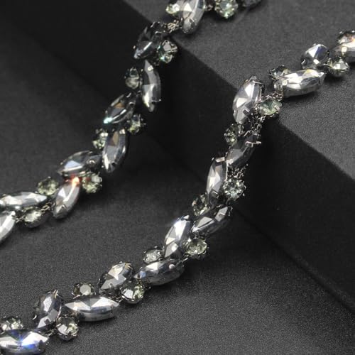 91 cm lange Strassverzierung, silberfarbene AB-Stringstreifen, Kristall-Applikation, Fransenband, Perlen, Nähen für Kleid, DIY, Party, Hochzeit, Blumenstrauß, Dekoration, Brautkostüm, Verzierung von PEARLY JUN