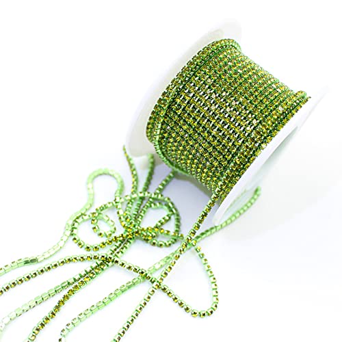 PEARLY JUN 1 Roll 10 Yards Rhinestone Trim Crystal Artificial Stone Trim Cup Chain SS6 2mm Color Plated Cup Stitch Costume Decoration. (ML00144-Olicvine) von PEARLY JUN