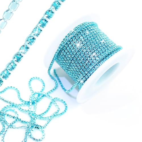 PEARLY JUN 10 Yards Blue Rhinestone Chain Aquamarine Rhinestone Trim Crystal Artificial Stone Trim Cup Chain SS6 2mm Color Plated Cup Stitch Costume Decoration PEARLY JUN 10 Yards Blue Rhinestone Chain Aquamarine Rhinestone Trim Crystal Artificial Stone Trim Cup Chain SS6 2mm Color Plated Cup Stitch Costume Decoration von PEARLY JUN