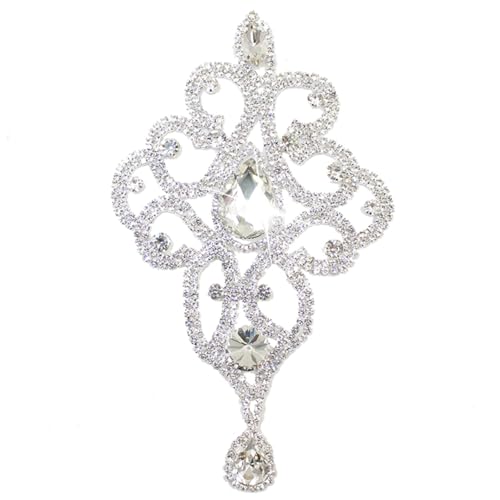 PEARLY JUN 1PC Silber Kristall Strass Applique Schweißen Glas Blume Patch DIY nähen auf Hochzeit Dres sheaddress Gürtel Zubehör (YHZ002-Silber) von PEARLY JUN