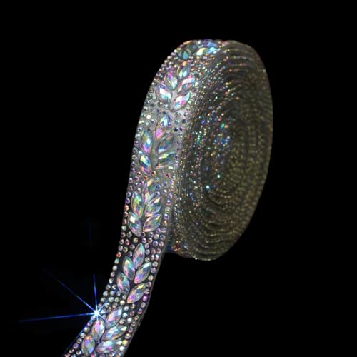 PEARLY JUN 273Cm Kristall-Strass-Kette Zum Nähen von Strassband Zum Aufnähen Nähen Leder Schuhe Strasssteine Tassel Chain DIY Blumenstrauß Dekoration Kleidung Hochzeit (Silber AB) von PEARLY JUN