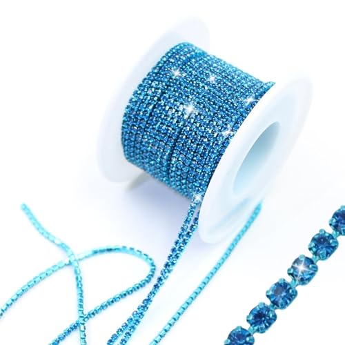 PEARLY JUN 9.1M Kristall-Strass-Kette Zum Nähen von Strassband Zum Aufnähen Nähen Leder Schuhe Strasssteine Tassel Chain DIY Blumenstrauß Dekoration Kleidung Hochzeit Kopfbedeckung von PEARLY JUN