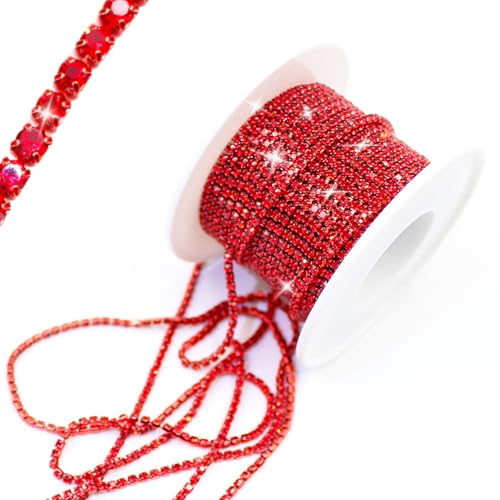 PEARLY JUN 9.1M Rot SS6 Kristall-Strass-Kette Zum Nähen von Strassband Zum Aufnähen Nähen Leder Schuhe Strasssteine Tassel Chain DIY Blumenstrauß Dekoration Kleidung Hochzeit Kopfbedeckung PEARLY JUN 9.1M Rot SS6 Kristall-Strass-Kette Zum Nähen von Strassband Zum Aufnähen Nähen Leder Schuhe Strasssteine Tassel Chain DIY Blumenstrauß Dekoration Kleidung Hochzeit Kopfbedeckung von PEARLY JUN