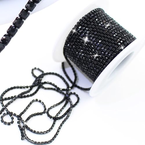 PEARLY JUN 9.1M SS6 Schwarz Kristall-Strass-Kette Zum Nähen von Strassband Zum Aufnähen Nähen Leder Schuhe Strasssteine Tassel Chain DIY Blumenstrauß Dekoration Kleidung Hochzeit Kopfbedeckung PEARLY JUN 9.1M SS6 Schwarz Kristall-Strass-Kette Zum Nähen von Strassband Zum Aufnähen Nähen Leder Schuhe Strasssteine Tassel Chain DIY Blumenstrauß Dekoration Kleidung Hochzeit Kopfbedeckung von PEARLY JUN