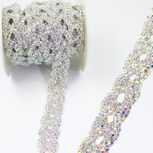 PEARLY JUN 9.1M Silber AB Kristall-Strass-Kette Zum Nähen von Strassband Zum Aufnähen Nähen Leder Schuhe Strasssteine Tassel Chain DIY Blumenstrauß Dekoration Kleidung Hochzeit Kopfbedeckung PEARLY JUN 9.1M Silber AB Kristall-Strass-Kette Zum Nähen von Strassband Zum Aufnähen Nähen Leder Schuhe Strasssteine Tassel Chain DIY Blumenstrauß Dekoration Kleidung Hochzeit Kopfbedeckung von PEARLY JUN