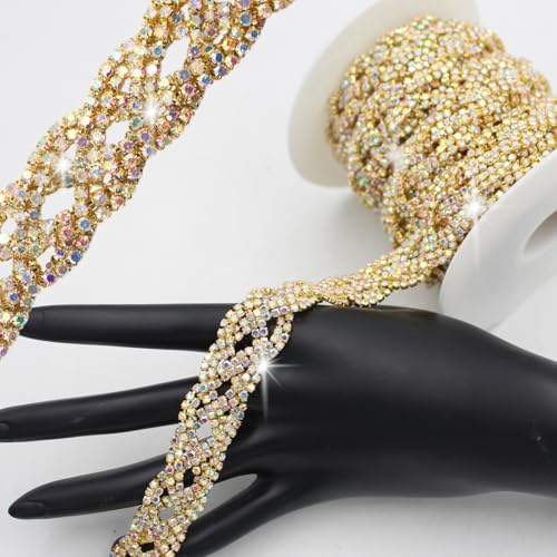 PEARLY JUN 91CM Goldene Kristall-Strass-Kette Zum Nähen von Strassband Zum Aufnähen Nähen Leder Schuhe Strasssteine Tassel Chain DIY Blumenstrauß Dekoration Kleidung Hochzeit Kopfbedeckung PEARLY JUN 91CM Goldene Kristall-Strass-Kette Zum Nähen von Strassband Zum Aufnähen Nähen Leder Schuhe Strasssteine Tassel Chain DIY Blumenstrauß Dekoration Kleidung Hochzeit Kopfbedeckung von PEARLY JUN