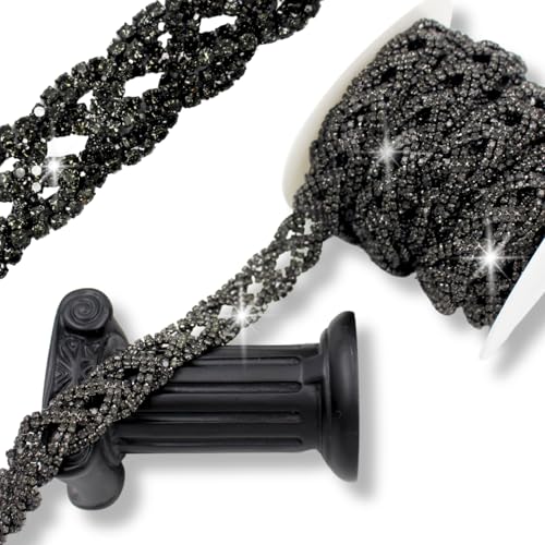PEARLY JUN 91CM Schwarz Kristall-Strass-Kette Zum Nähen von Strassband Zum Aufnähen Nähen Leder Schuhe Strasssteine Tassel Chain DIY Blumenstrauß Dekoration Kleidung Hochzeit Kopfbedeckung PEARLY JUN 91CM Schwarz Kristall-Strass-Kette Zum Nähen von Strassband Zum Aufnähen Nähen Leder Schuhe Strasssteine Tassel Chain DIY Blumenstrauß Dekoration Kleidung Hochzeit Kopfbedeckung von PEARLY JUN