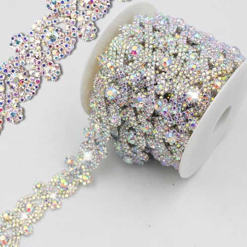 PEARLY JUN 91Cm Die Perlen Kristall-Strass-Kette Zum Nähen von Strassband Zum Aufnähen Nähen Leder Schuhe Strasssteine Tassel Chain DIY Blumenstrauß Dekoration Kleidung Hochzeit Kopfbedeckung von PEARLY JUN
