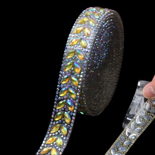 PEARLY JUN 91Cm Gelb Kristall-Strass-Kette Zum Nähen von Strassband Zum Aufnähen Nähen Leder Schuhe Strasssteine Tassel Chain DIY Blumenstrauß Dekoration Kleidung(TR003) von PEARLY JUN