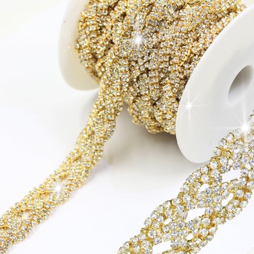 PEARLY JUN 91Cm Goldene Kristall-Strass-Kette Zum Nähen von Strassband Zum Aufnähen Nähen Leder Schuhe Strasssteine Tassel Chain DIY Blumenstrauß Dekoration Kleidung Hochzeit Kopfbedeckung PEARLY JUN 91Cm Goldene Kristall-Strass-Kette Zum Nähen von Strassband Zum Aufnähen Nähen Leder Schuhe Strasssteine Tassel Chain DIY Blumenstrauß Dekoration Kleidung Hochzeit Kopfbedeckung von PEARLY JUN