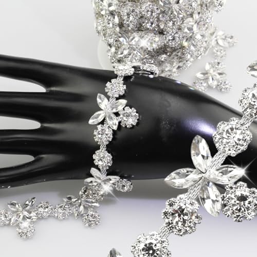 PEARLY JUN 91Cm Silber Kristall-Strass-Kette Zum Nähen von Strassband Zum Aufnähen Nähen Leder Schuhe Strasssteine Tassel Chain DIY Blumenstrauß Dekoration Kleidung Hochzeit Kopfbedeckung PEARLY JUN 91Cm Silber Kristall-Strass-Kette Zum Nähen von Strassband Zum Aufnähen Nähen Leder Schuhe Strasssteine Tassel Chain DIY Blumenstrauß Dekoration Kleidung Hochzeit Kopfbedeckung von PEARLY JUN