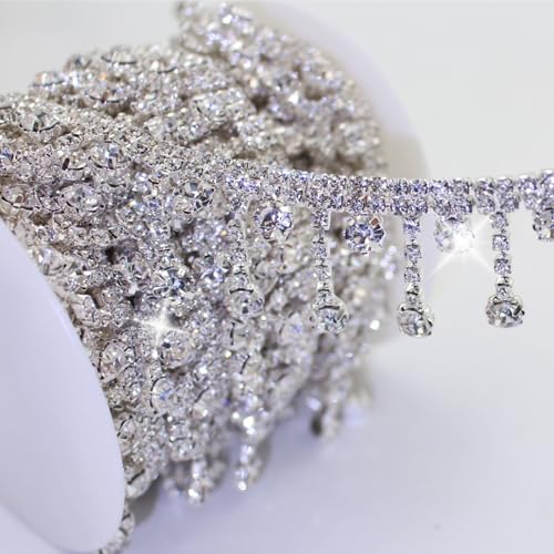 PEARLY JUN 91Cm Silber Kristall-Strass-Kette Zum Nähen von Strassband Zum Aufnähen Nähen Leder Schuhe Strasssteine Tassel Chain DIY Blumenstrauß Dekoration Kleidung Hochzeit Kopfbedeckung PEARLY JUN 91Cm Silber Kristall-Strass-Kette Zum Nähen von Strassband Zum Aufnähen Nähen Leder Schuhe Strasssteine Tassel Chain DIY Blumenstrauß Dekoration Kleidung Hochzeit Kopfbedeckung von PEARLY JUN