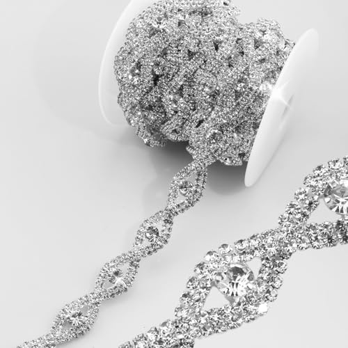 PEARLY JUN 91Cm Silber Kristall-Strass-Kette Zum Nähen von Strassband Zum Aufnähen Nähen Leder Schuhe Strasssteine Tassel Chain DIY Blumenstrauß Dekoration Kleidung Hochzeit Kopfbedeckung PEARLY JUN 91Cm Silber Kristall-Strass-Kette Zum Nähen von Strassband Zum Aufnähen Nähen Leder Schuhe Strasssteine Tassel Chain DIY Blumenstrauß Dekoration Kleidung Hochzeit Kopfbedeckung von PEARLY JUN