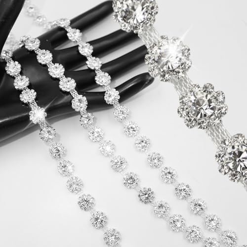 PEARLY JUN 91Cm Silber Kristall-Strass-Kette Zum Nähen von Strassband Zum Aufnähen Nähen Leder Schuhe Strasssteine Tassel Chain DIY Blumenstrauß Dekoration Kleidung Hochzeit Kopfbedeckung PEARLY JUN 91Cm Silber Kristall-Strass-Kette Zum Nähen von Strassband Zum Aufnähen Nähen Leder Schuhe Strasssteine Tassel Chain DIY Blumenstrauß Dekoration Kleidung Hochzeit Kopfbedeckung von PEARLY JUN