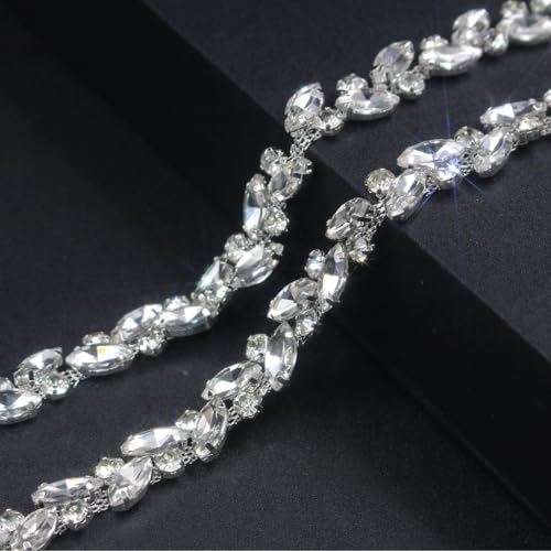 PEARLY JUN 91Cm Silber Kristall-Strass-Kette Zum Nähen von Strassband Zum Aufnähen Nähen Leder Schuhe Strasssteine Tassel Chain DIY Blumenstrauß Dekoration Kleidung Hochzeit Kopfbedeckung PEARLY JUN 91Cm Silber Kristall-Strass-Kette Zum Nähen von Strassband Zum Aufnähen Nähen Leder Schuhe Strasssteine Tassel Chain DIY Blumenstrauß Dekoration Kleidung Hochzeit Kopfbedeckung von PEARLY JUN
