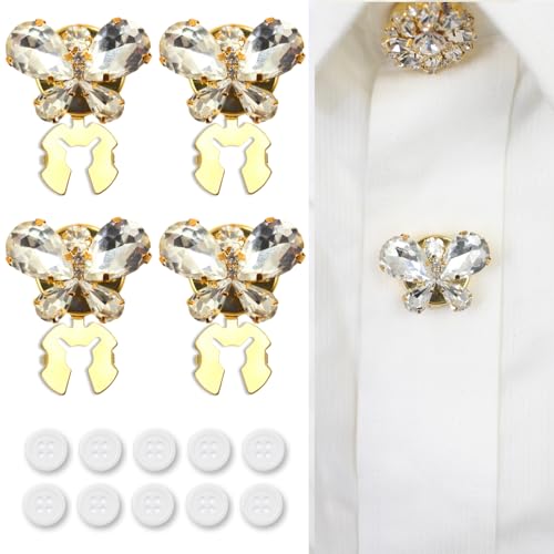 PEARLY JUN Knopfabdeckungen für Damen, 4 Sets Strass-Schmetterlingsknöpfe, 10 Stück, 20 l, 12,5 mm, goldfarbene weiße Kristallknöpfe, Herren, geeignet zum Nähen, Heimwerken und Urlaubsdekoration, PEARLY JUN Knopfabdeckungen für Damen, 4 Sets Strass-Schmetterlingsknöpfe, 10 Stück, 20 l, 12,5 mm, goldfarbene weiße Kristallknöpfe, Herren, geeignet zum Nähen, Heimwerken und Urlaubsdekoration, von PEARLY JUN