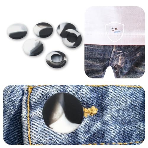PEARLY JUN Knopfabdeckungen für Damen und Herren, gemischt, schwarz, weiß, groß, 6 Stück, Silikon, verhindert Hemdlöcher für Jeansknöpfe PEARLY JUN Knopfabdeckungen für Damen und Herren, gemischt, schwarz, weiß, groß, 6 Stück, Silikon, verhindert Hemdlöcher für Jeansknöpfe von PEARLY JUN