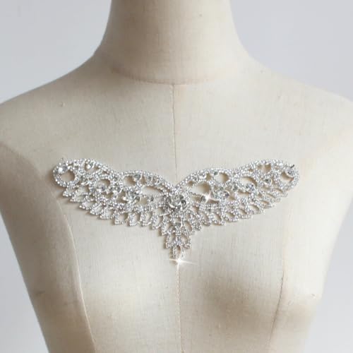 PEARLY JUN Rhinestone Applique Crystal Applique for Hand Sewing Craft Projects DIY Wedding Clothes Shoes Hats Bags (YL00006-silver) von PEARLY JUN