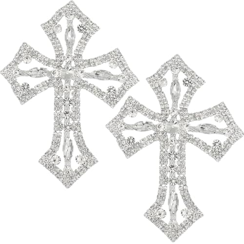 PEARLY JUN Strass-Applikation, silber-weißes Kreuz, Kristall-Flicken, Kleidung, Diamantbesatz für Kleider, DIY, Stoff, Brautschmuck, Hochzeit, Abschlussball, Zubehör, Verzierungen (Silber 077 D, 2 PEARLY JUN Strass-Applikation, silber-weißes Kreuz, Kristall-Flicken, Kleidung, Diamantbesatz für Kleider, DIY, Stoff, Brautschmuck, Hochzeit, Abschlussball, Zubehör, Verzierungen (Silber 077 D, 2 von PEARLY JUN