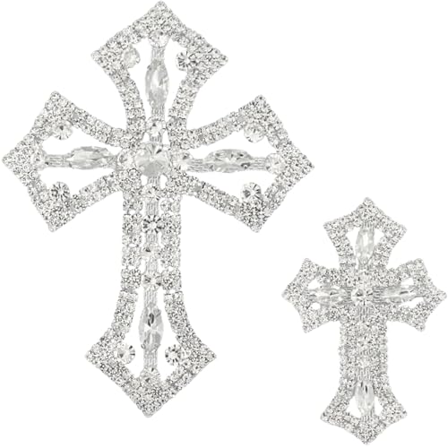 PEARLY JUN Strass-Applikation, silber-weißes Kreuz, Kristall-Flicken, Kleidung, Diamantbesatz für Kleider, DIY, Stoff, Brautschmuck, Hochzeit, Abschlussball, Zubehör, Verzierungen (Silber 077 DX, 2 PEARLY JUN Strass-Applikation, silber-weißes Kreuz, Kristall-Flicken, Kleidung, Diamantbesatz für Kleider, DIY, Stoff, Brautschmuck, Hochzeit, Abschlussball, Zubehör, Verzierungen (Silber 077 DX, 2 von PEARLY JUN