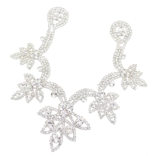 PEARLY JUN Strass-Applikation für Kleidung, Hochzeitsdekoration, Strassschmuck als Kleidungszubehör (YL013-Silber) von PEARLY JUN