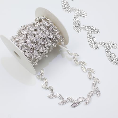 PEARLY JUN Strassbesatz, Strass-Kette, Basteln, Strasssteine, DIY, String-Ketten, Hochzeitsschmuck (ML027-Silber) von PEARLY JUN