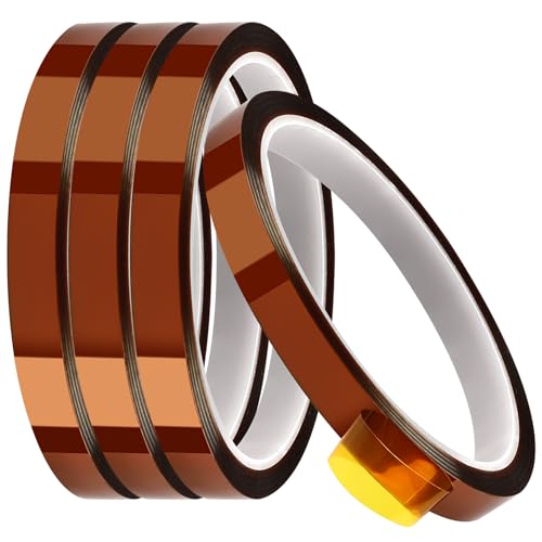 PEASUG Thermoband, 4 Rollen hochtemperaturbeständiges Klebeband, Thermoklebeband für Sublimation, Wärmepresse, Elektronik, Löten, Leiterplatte, 10 mm x 33 m PEASUG Thermoband, 4 Rollen hochtemperaturbeständiges Klebeband, Thermoklebeband für Sublimation, Wärmepresse, Elektronik, Löten, Leiterplatte, 10 mm x 33 m von PEASUG